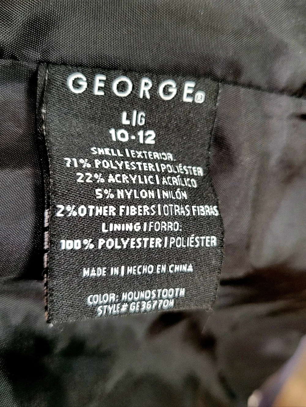 George Girls Black & White Houndstooth Double-Breasted Coat | Size 10-12 - Picture 6 of 7